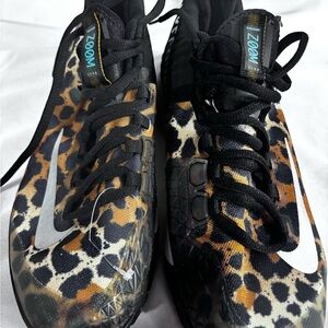 Nike Zoom Leopard Print Athletic Shoes - Black and Tan